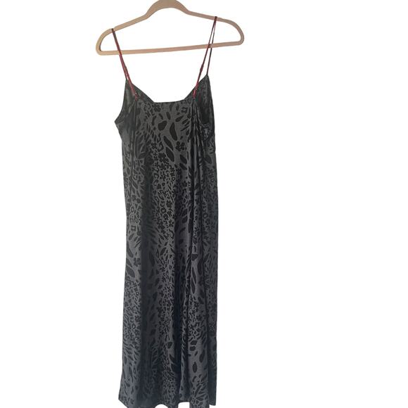 Jones New York Large Black Animal Print Vampire Goth Night Gown Maxi Slip Dress - Picture 6 of 10